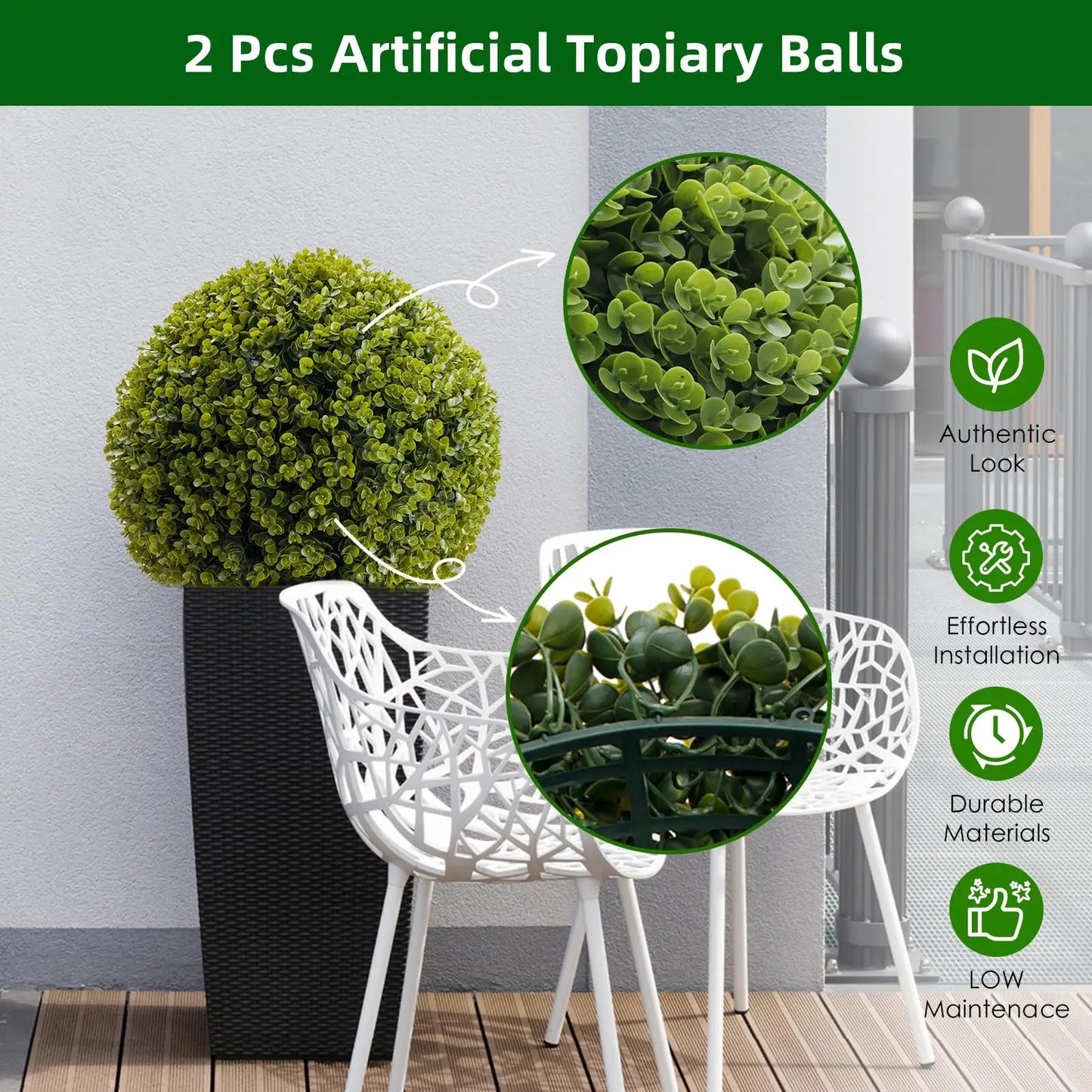 Studyset Artificial Topiary Balls Outdoor Set Of 2 Decor