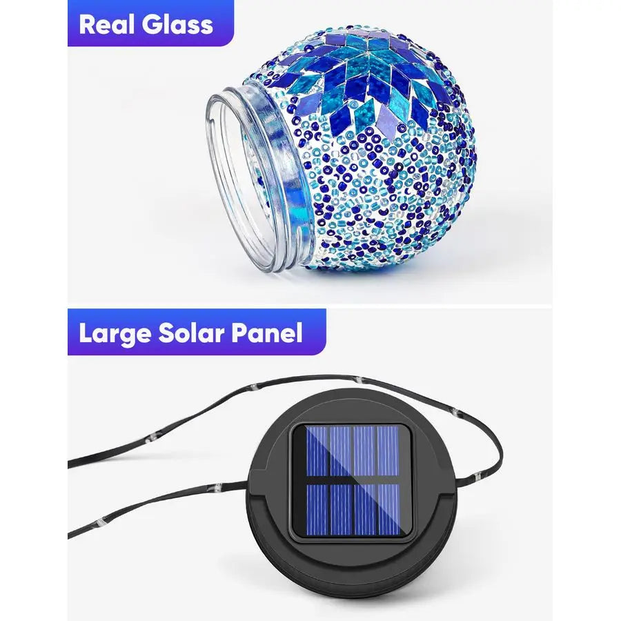 Solar Outdoor Lanterns Glass Globe 6 Pack Waterproof