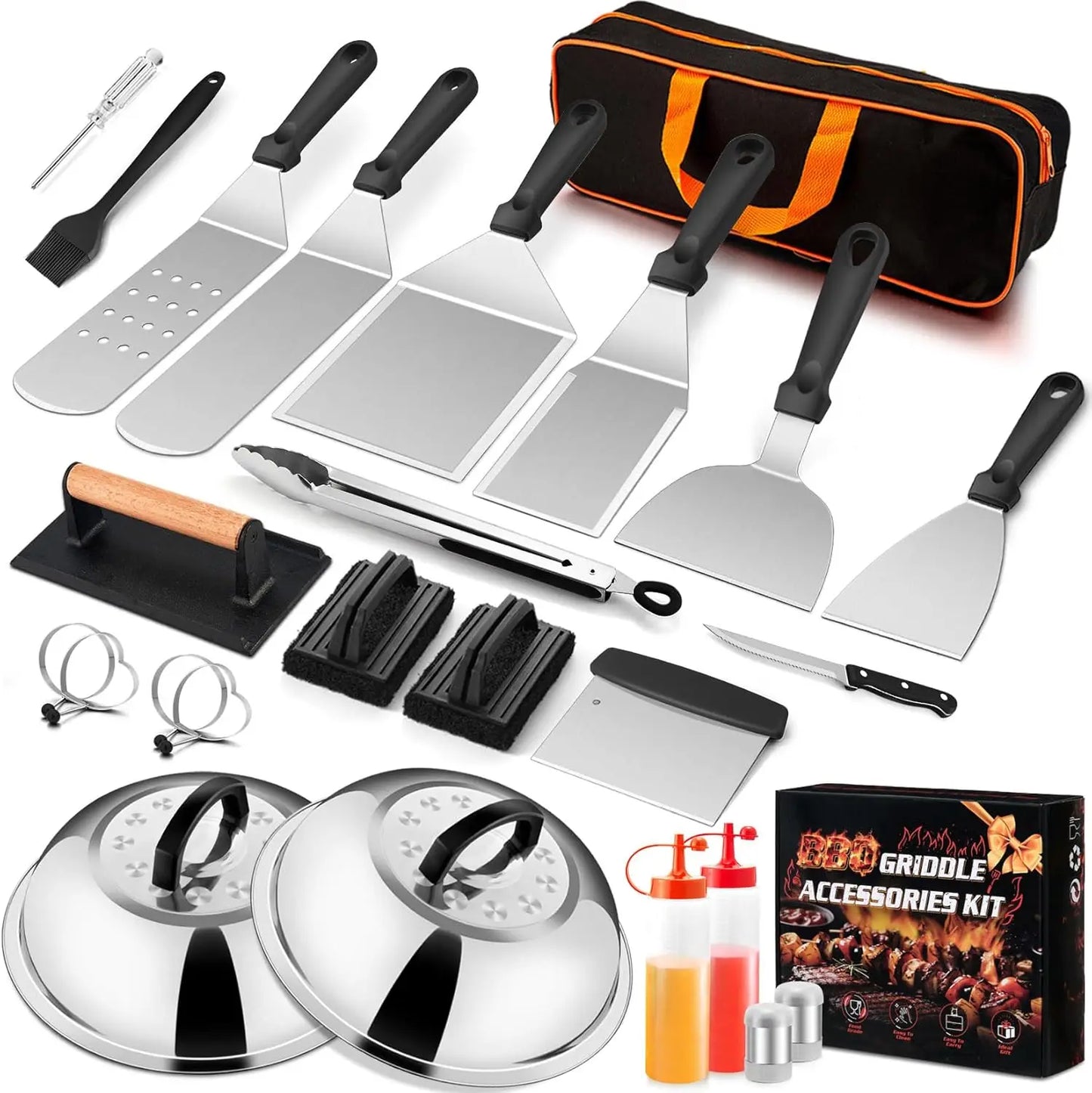 Griddle Accessories Kit 25Pcs Flat Top Spatula Set Burger Press