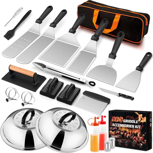 Griddle Accessories Kit 25Pcs Flat Top Spatula Set Burger Press