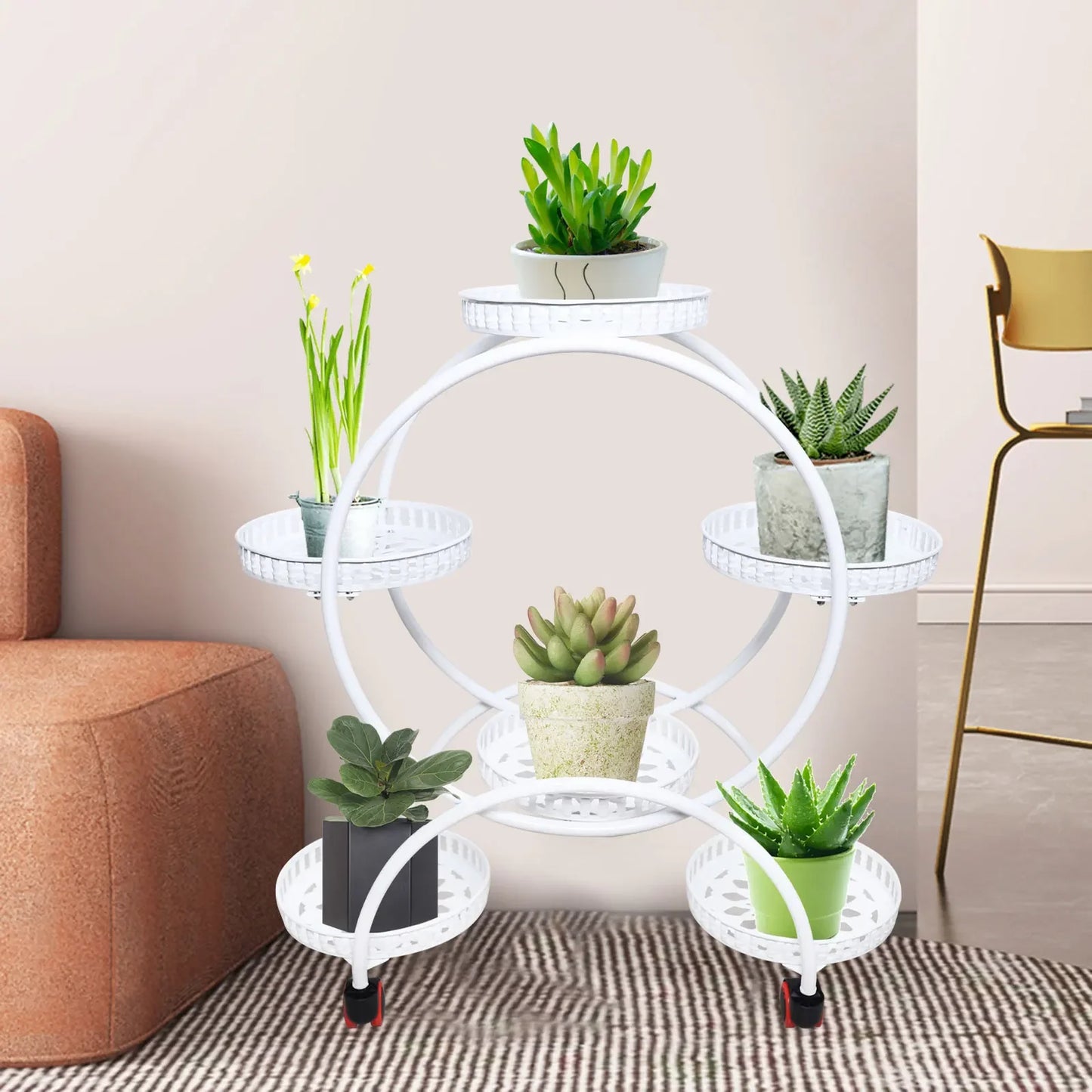 Metal Plant Stand With Six Pots Patio And Living Room