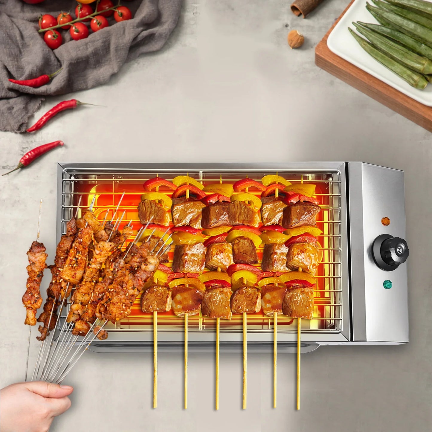 1800W 110V Electric BBQ Grill Tabletop Smokeless