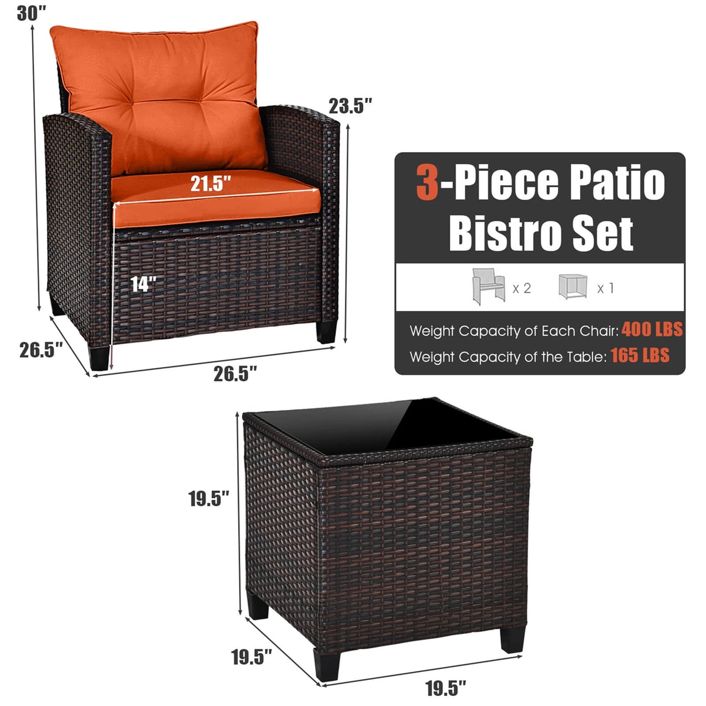 HOMASIS Outdoor Rattan Furniture Set Cushioned Conversation Sofa