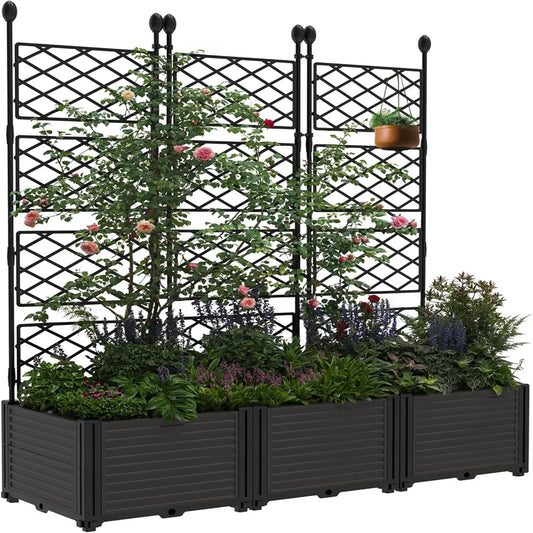 HiMISS Plastic Planter With Metal Trellis For Climbing Plants