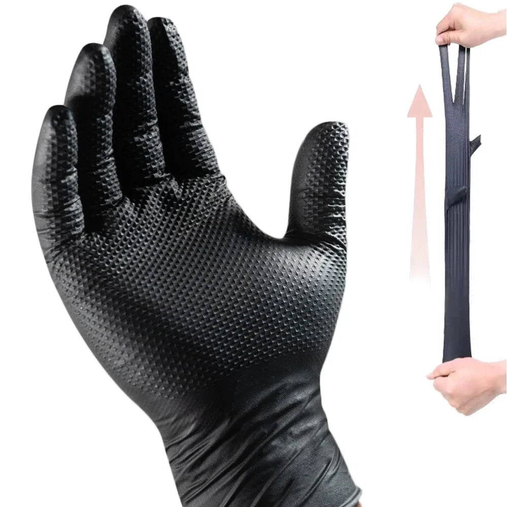 Heavy Duty Nitrile Gloves With Textured Grip For Mechanics And Garden