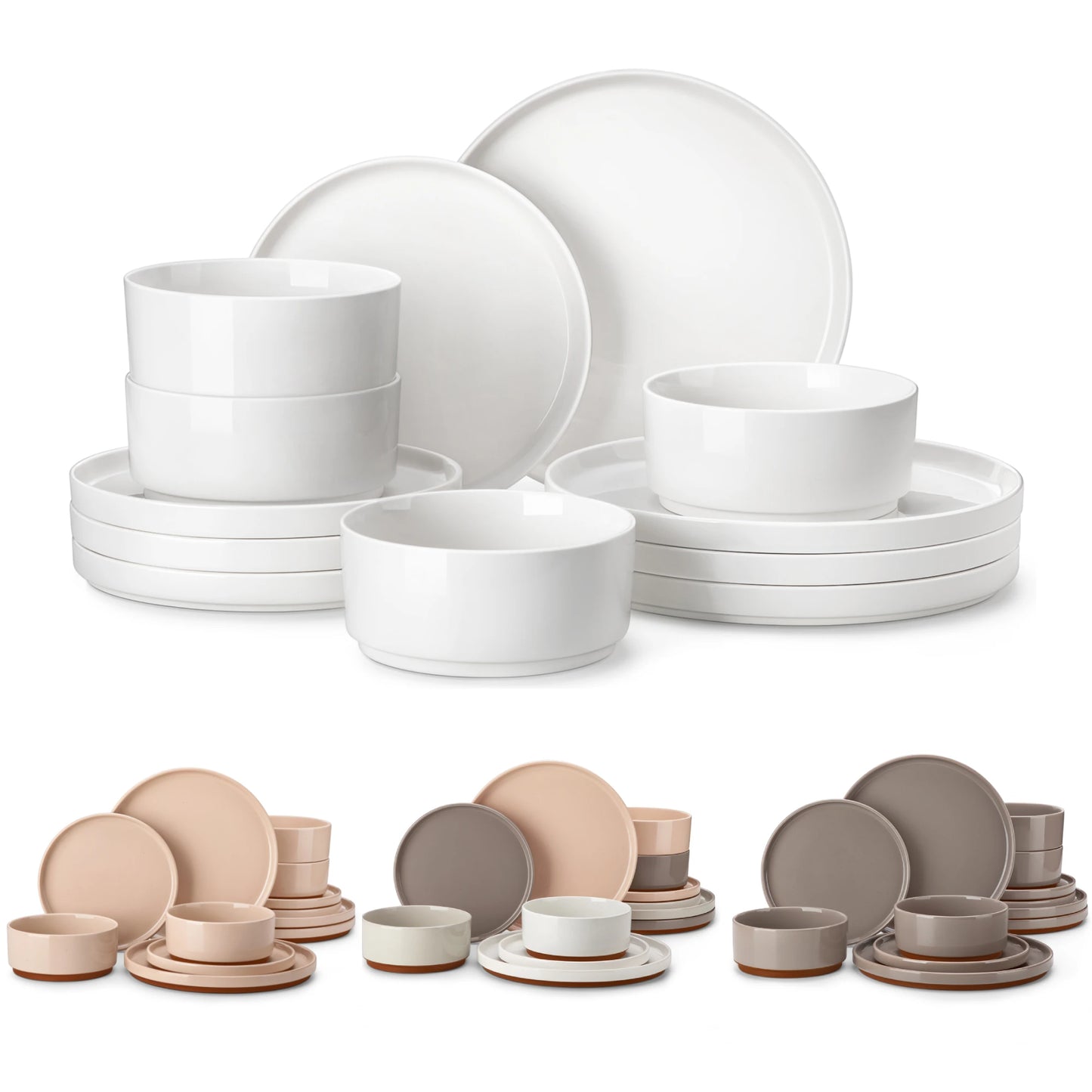 MALACASA Leah Porcelain Dinnerware Set For Everyday Dining
