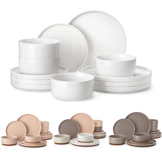 MALACASA Leah Porcelain Dinnerware Set For Everyday Dining
