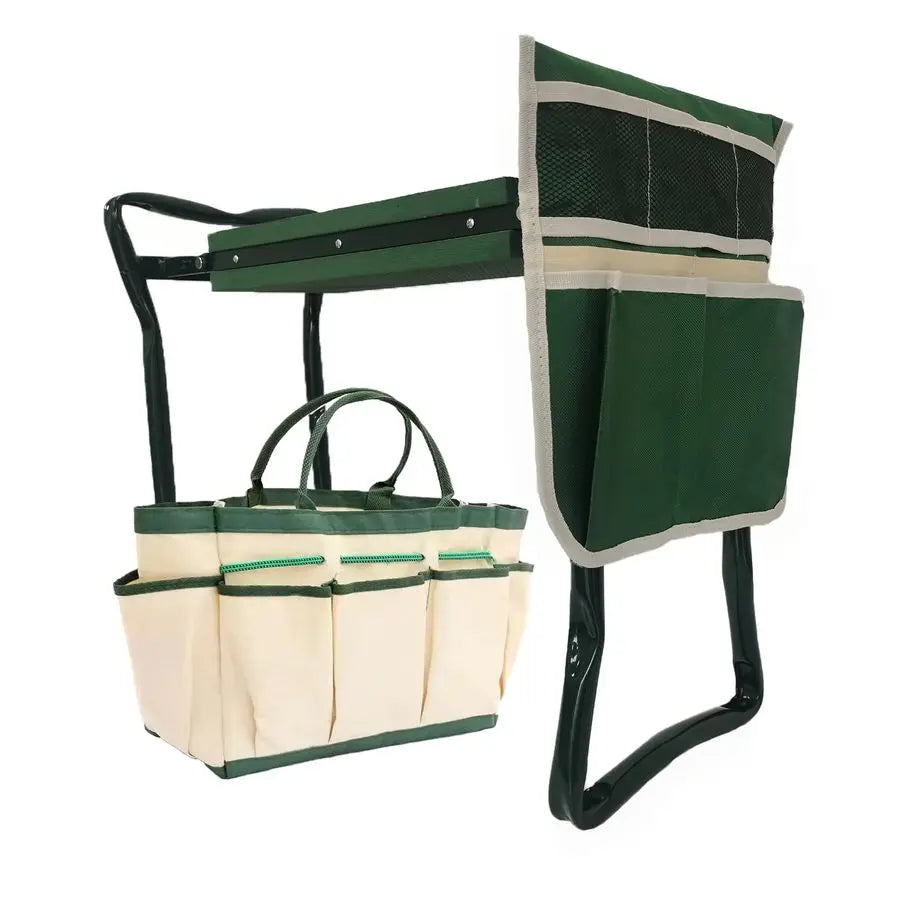 Heavy Duty Folding Garden Kneeler And Seat With Tool Pouch Storage