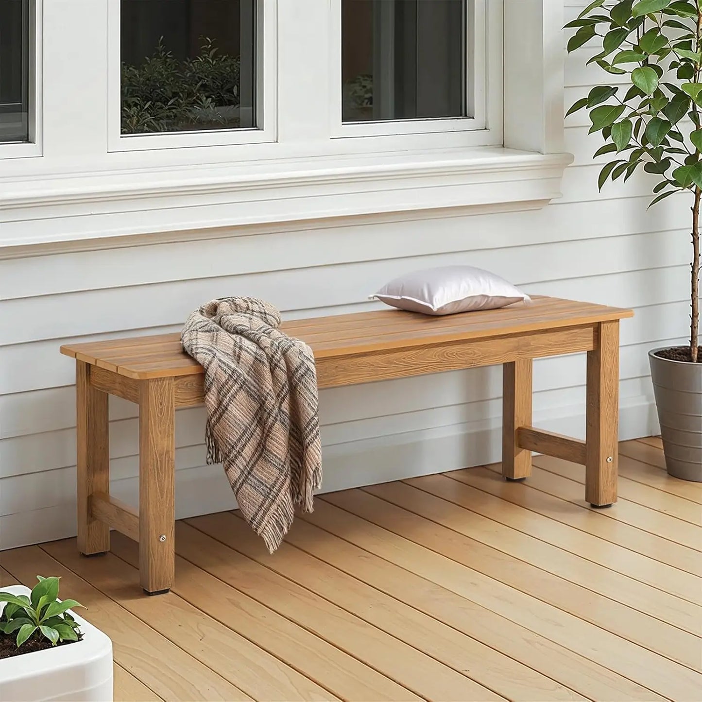 Weatherproof Poly Lumber Outdoor Garden Bench For Porch And Patio
