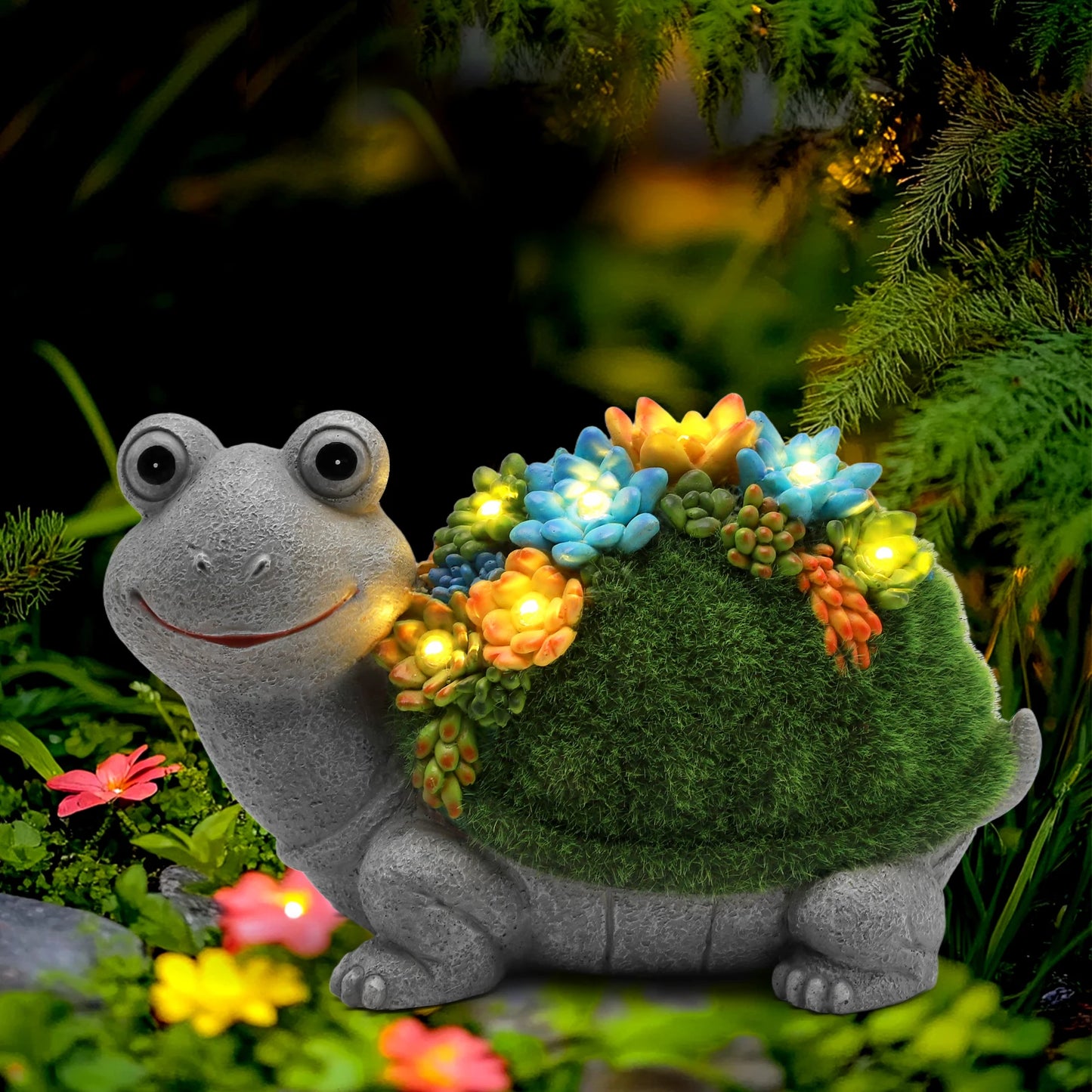 Solar Garden Turtle Dragon Elephant Statue Light Outdoor Decor