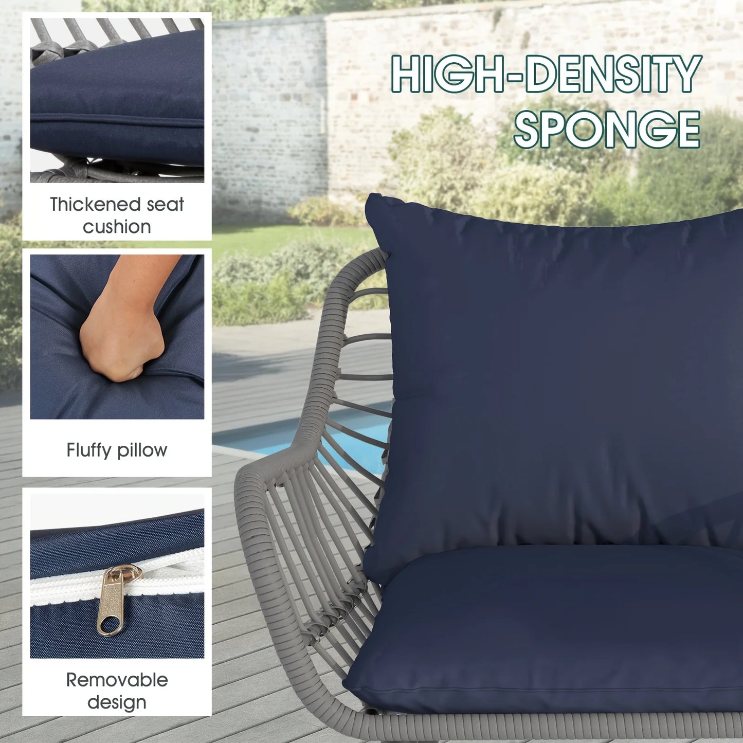 PIYRQ Outdoor 5 Piece PE Rattan Furniture Set For Garden Patio