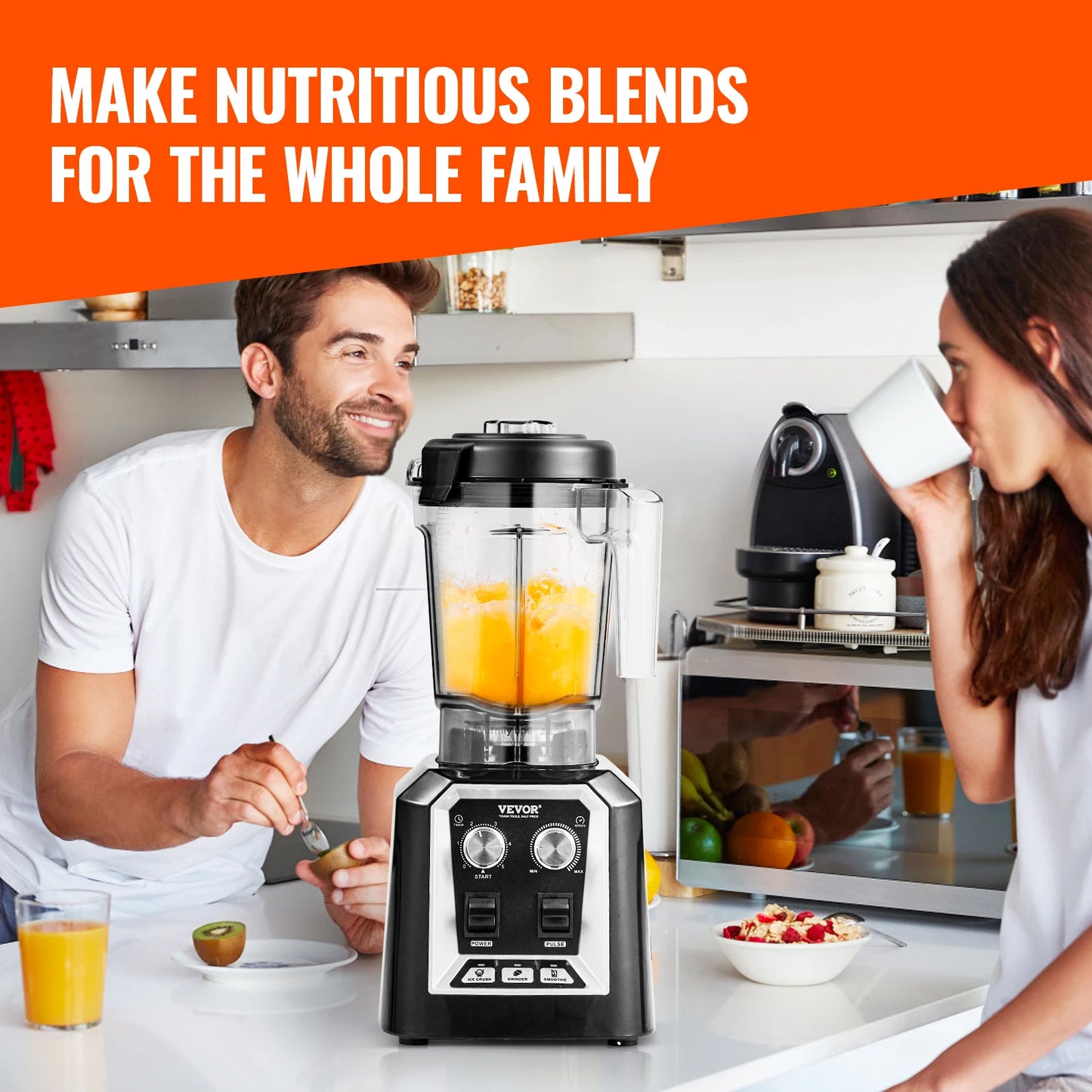 SucceBuy Professional Countertop Blender For Smoothies And Juices
