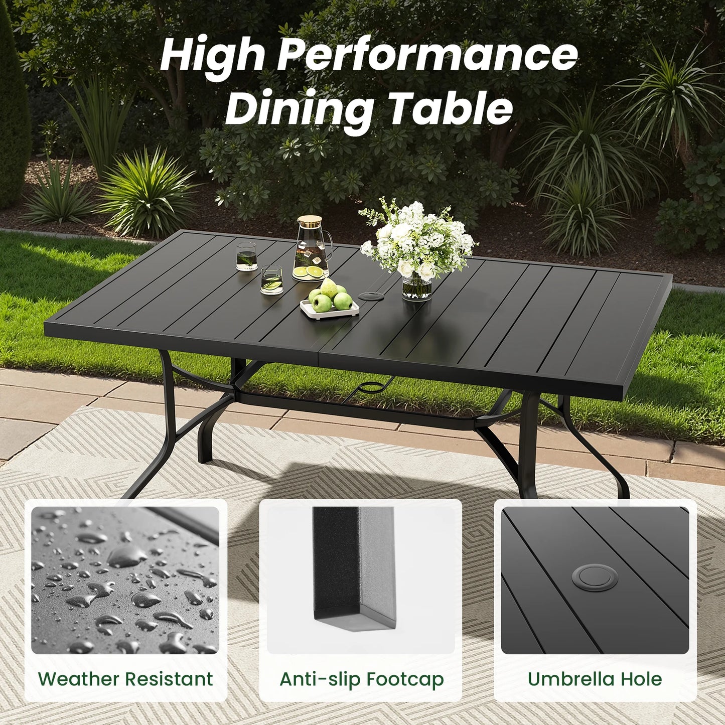 Farini 7-Piece Outdoor Dining Set For 6 With Metal Table And Chairs
