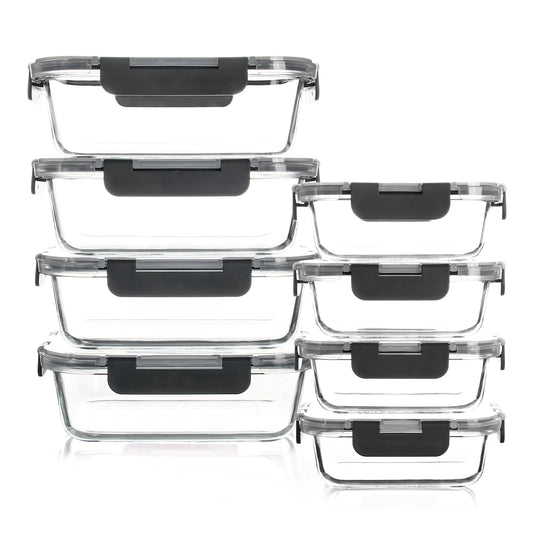 Glass Food Storage Set With Leakproof Lock Lids BPA Free