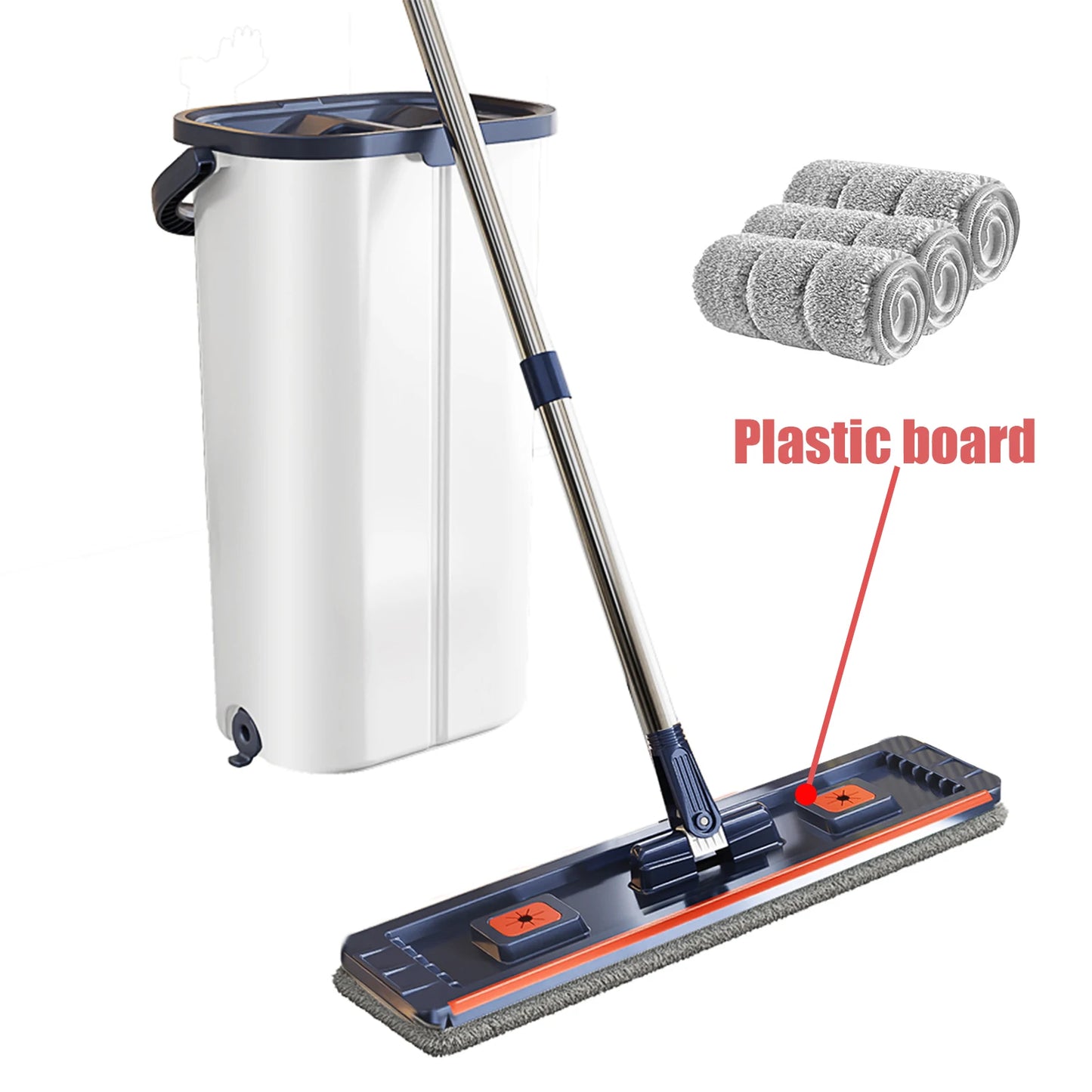 Microfiber Mop With Hands Free Bucket For Separate Clean And Dirty Water