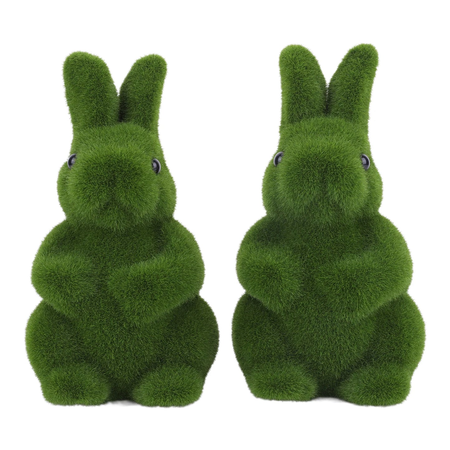Flocking Bunny Statue Artificial Moss Rabbit Figurine For Garden Decor Patio
