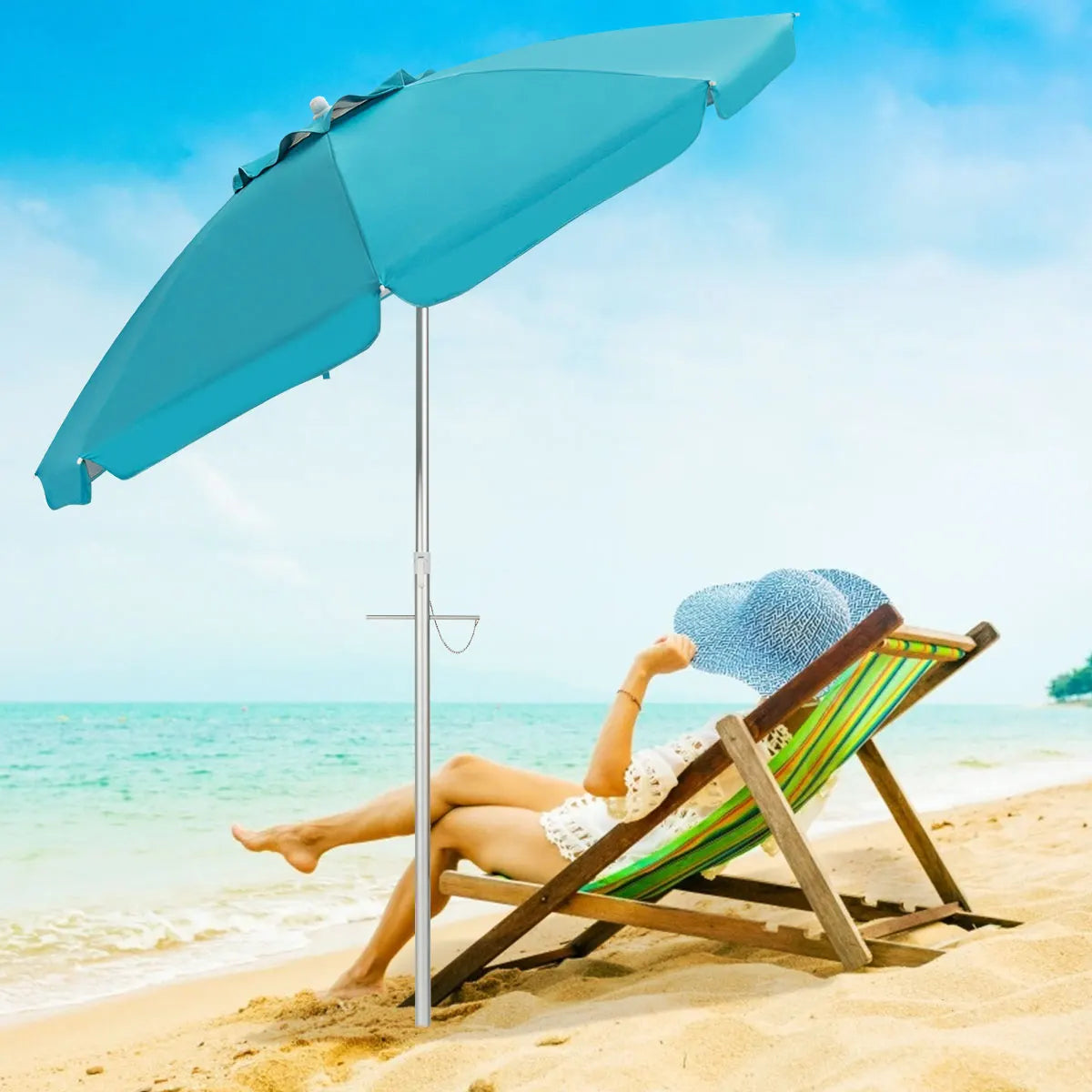HOMASIS Patio Umbrella Tilt Aluminum With Carry Bag