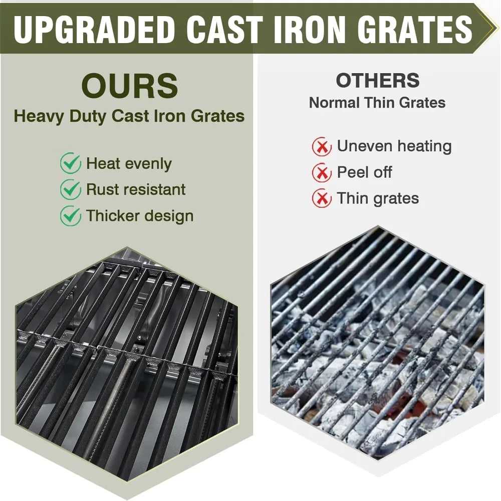 Stainless Steel Propane Gas Grill 60000 BTU Four Burners