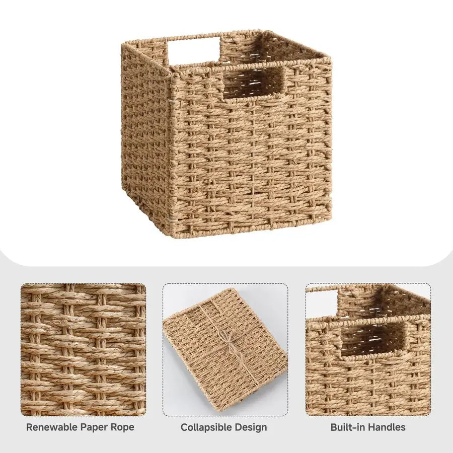 XMSJ Wicker Paper Rope Storage Cubes Organizer Bins