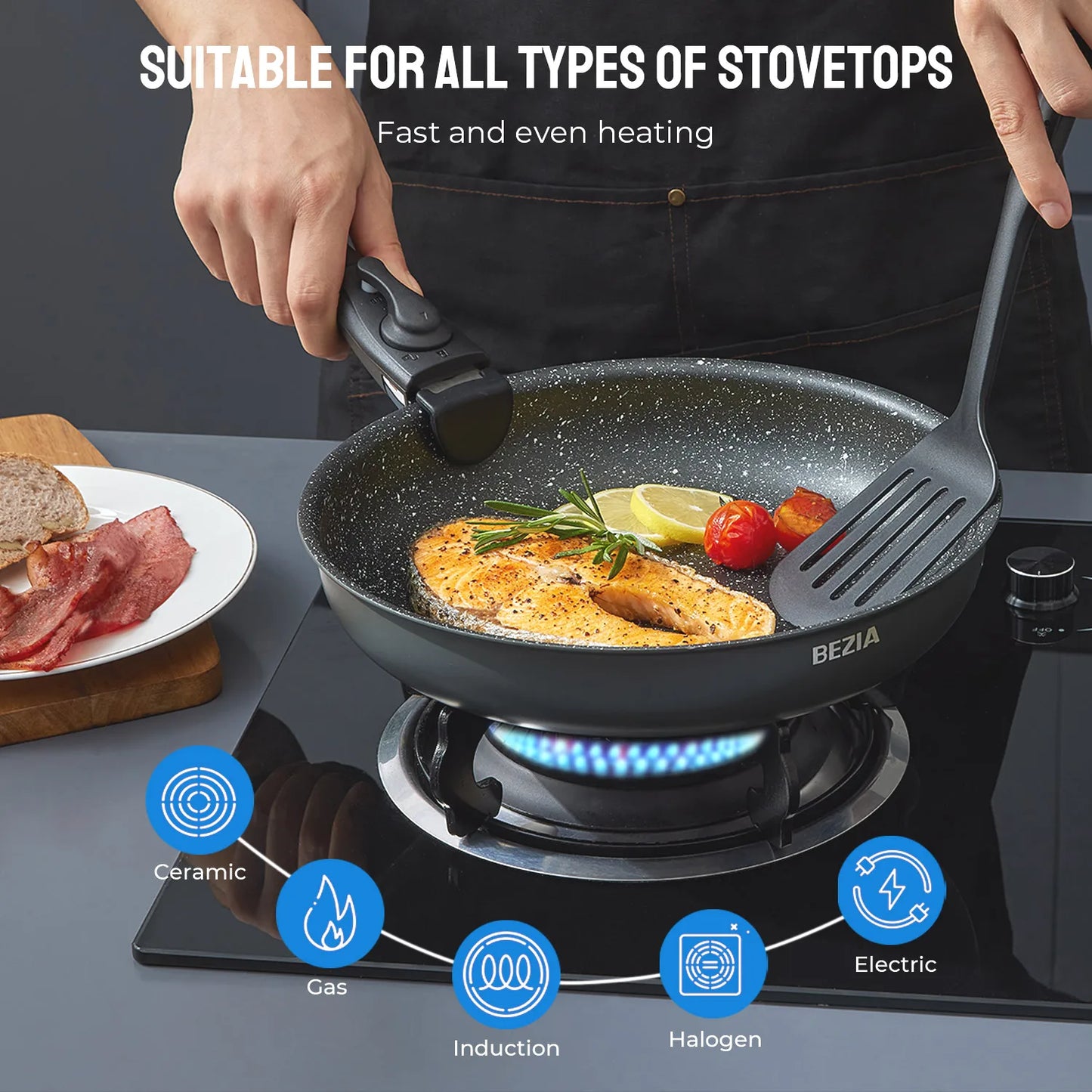 Induction Cookware Set, 10 Pieces, Nonstick Pots And Pans With Removable Handles