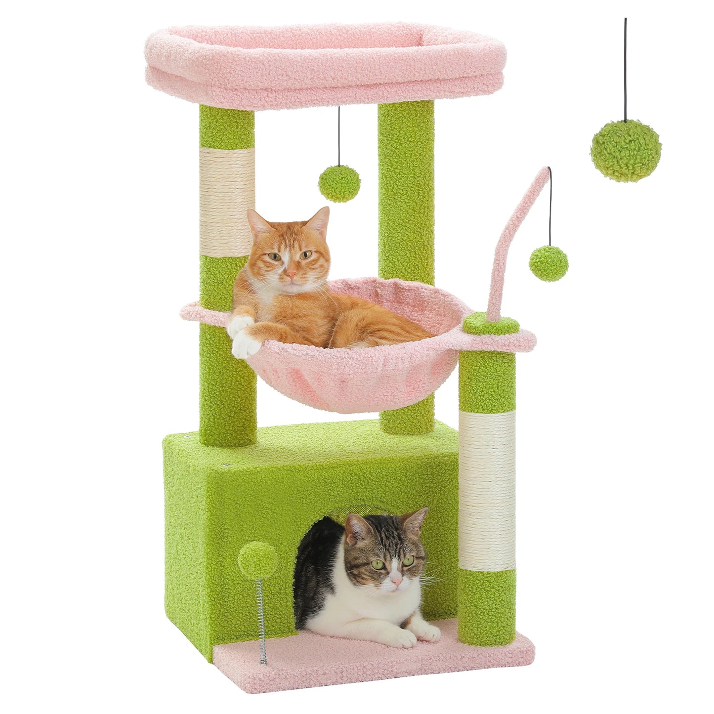PEQULTI 4-In-1 Cactus Cat Tree For Indoor Cats With Condo