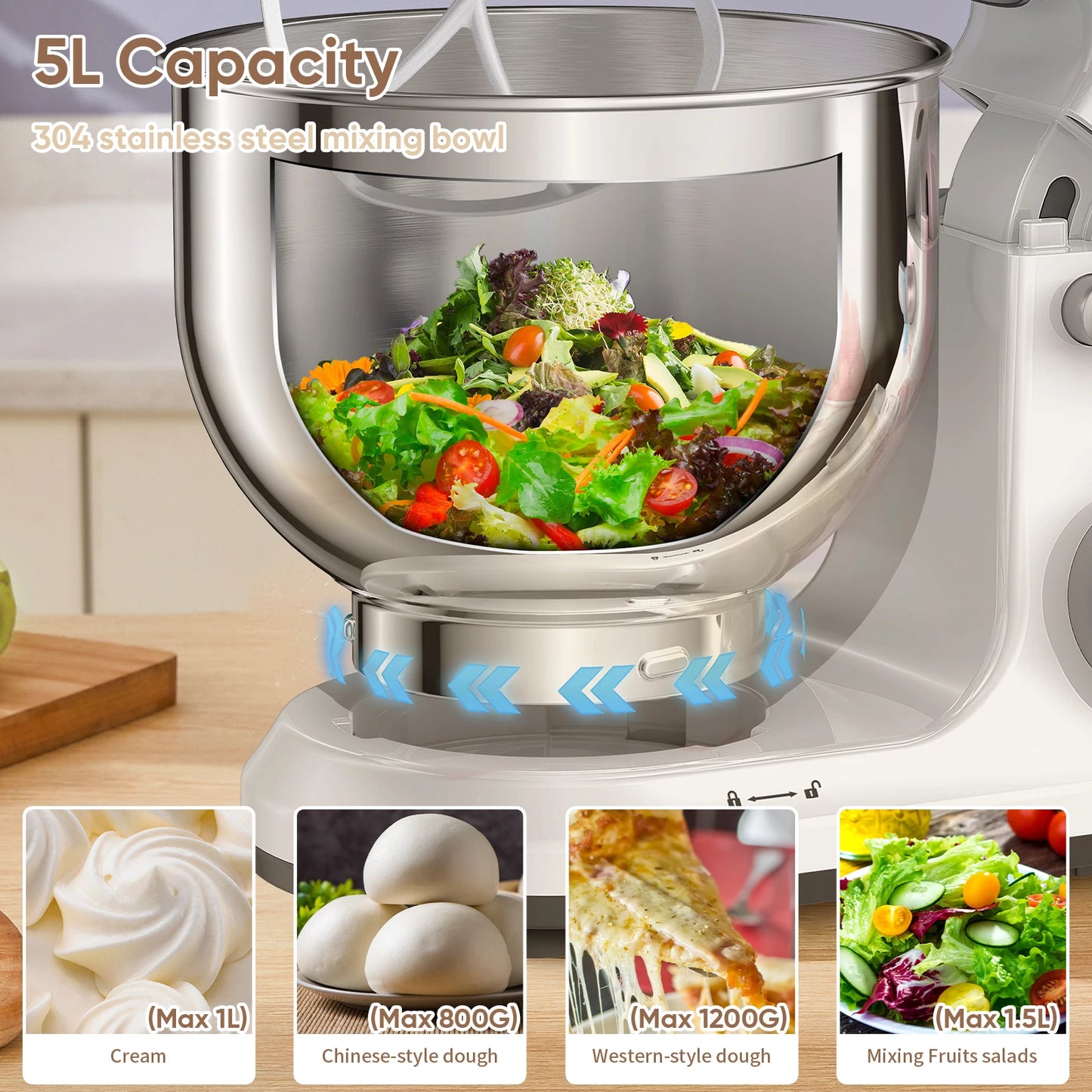 Biolomix 1200W 11-Speed Stand Mixer With Digital OLED Display