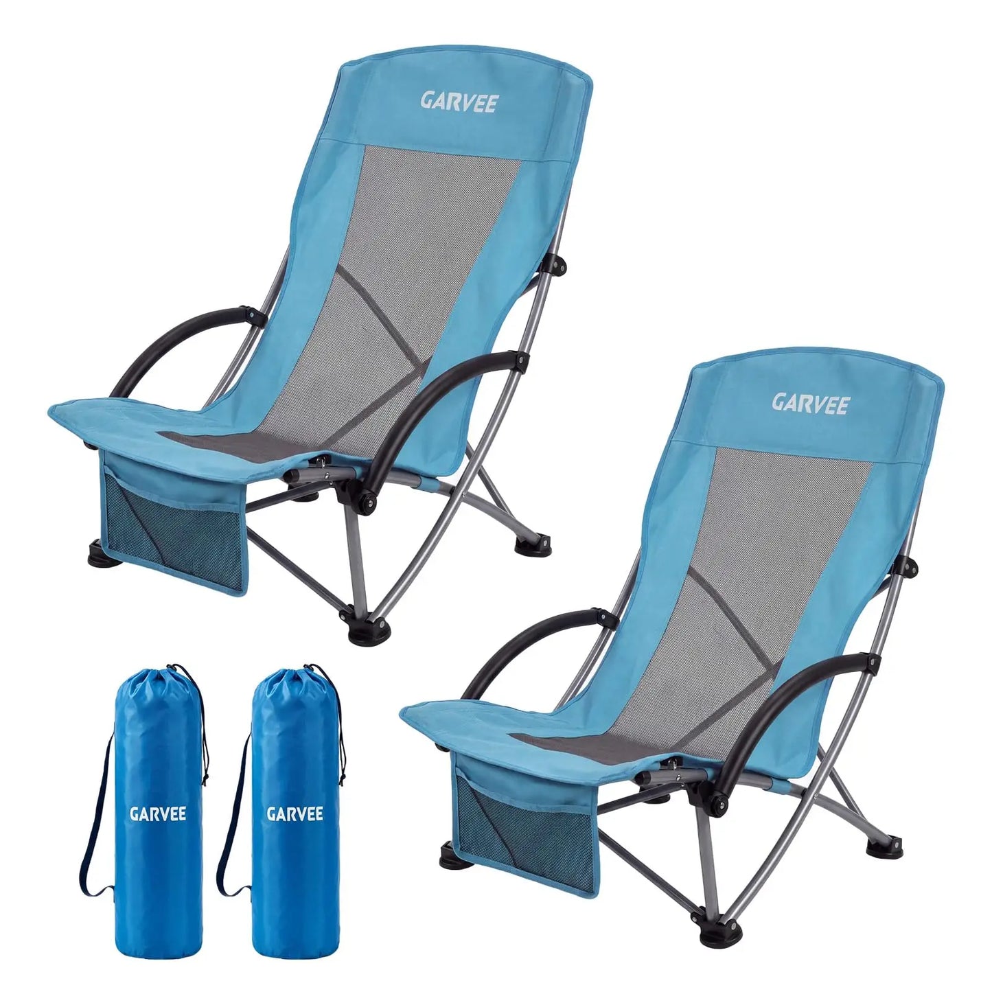 HiMISS Beach Chairs 2 Pack Folding Cup Holders Portable Outdoor