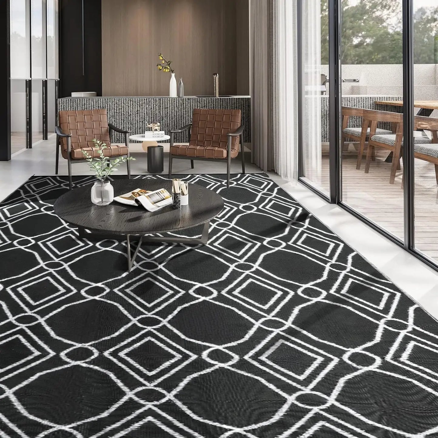 Outdoor Rug Waterproof RV Camping Patio Reversible With Corner Loops