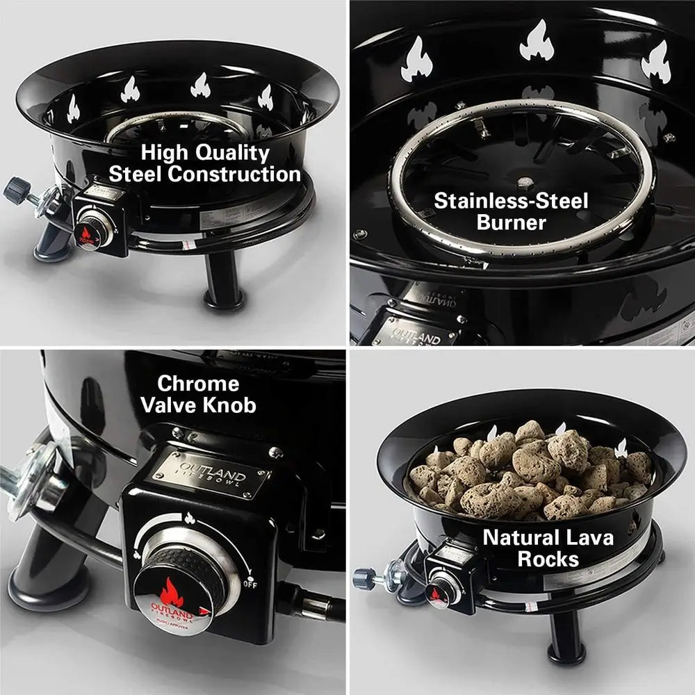 Smokeless Fire Pit Firebowl Round Propane Outdoor Patio
