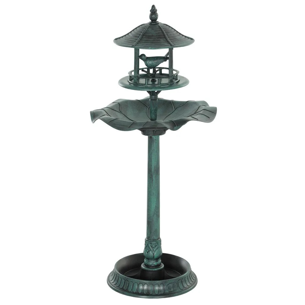 Outdoor Pedestal Bird Bath Garden Decor Feeder Planter Resin Freestanding