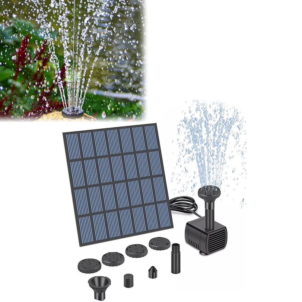 Solar Fountain Pond Pump Kit With Nozzles For Garden Ponds