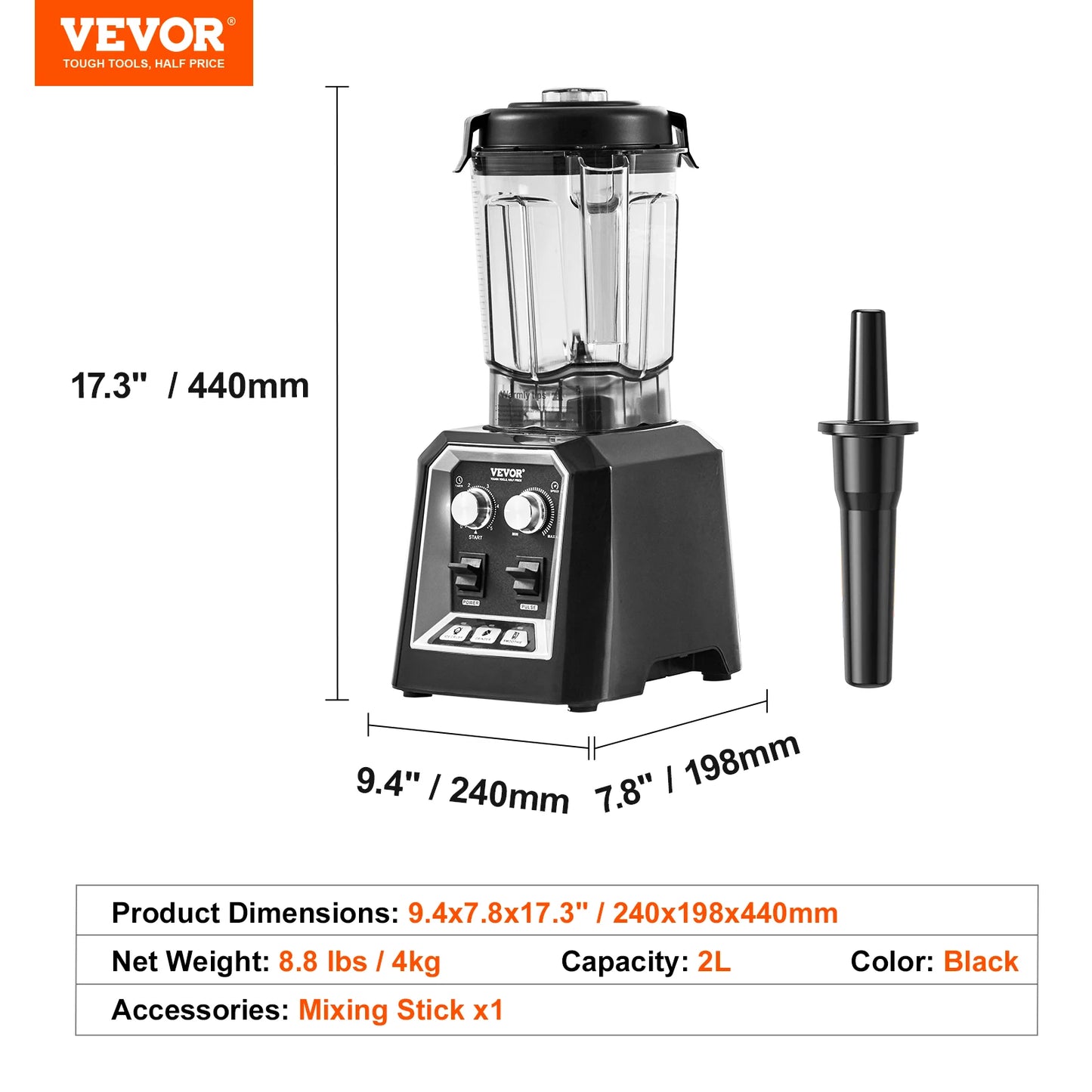 SucceBuy Professional Countertop Blender For Smoothies And Juices