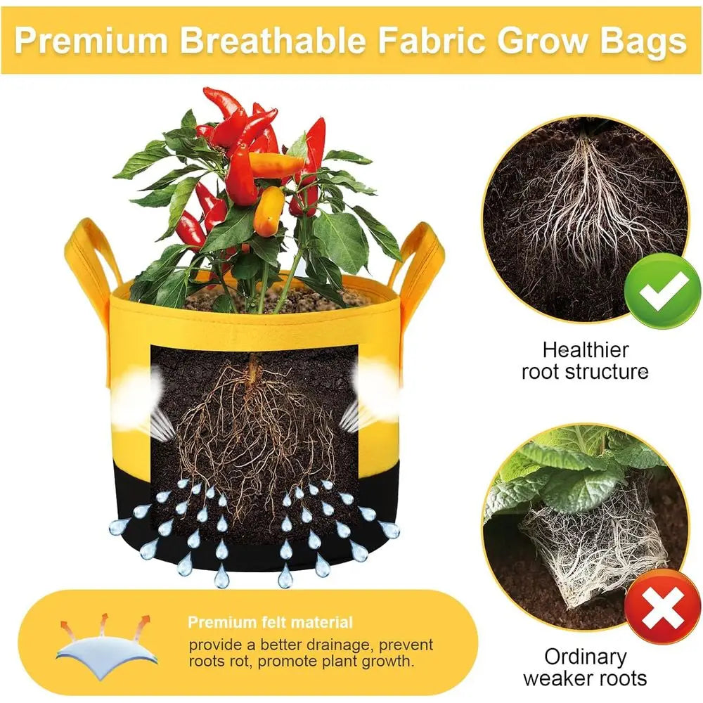 Breathable Fabric Plant Pots With Handles For Outdoor Garden Use