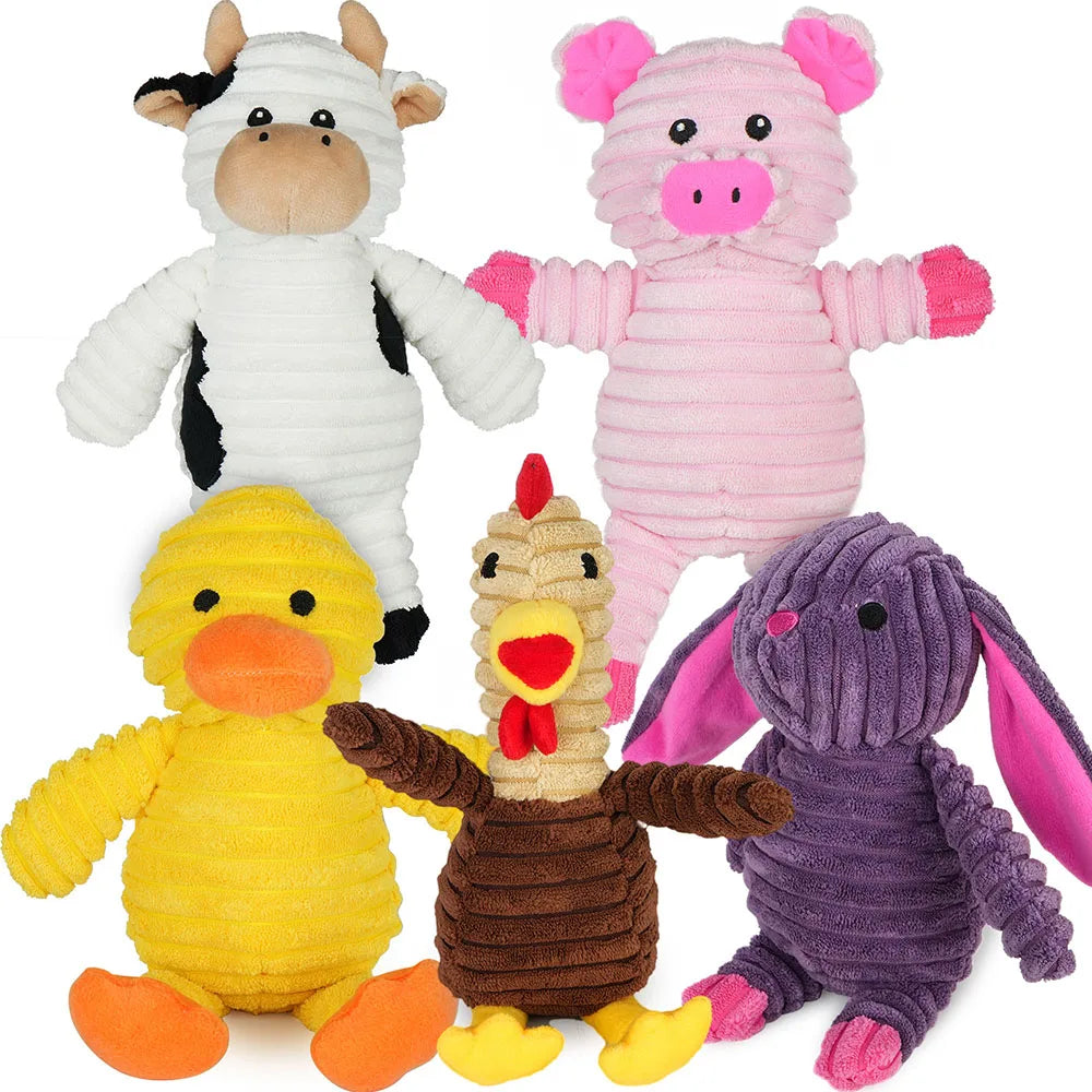 5 Pack Plush Dog Toys Squeaky Assortment For All Dogs