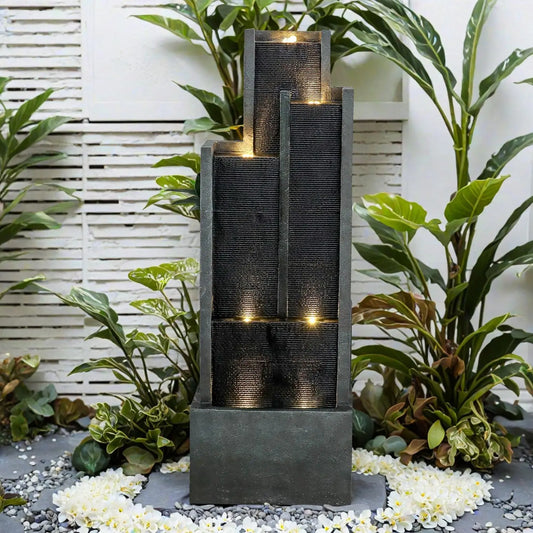 Five Tier Indoor Outdoor Garden Water Fountain Modern Floor Standing