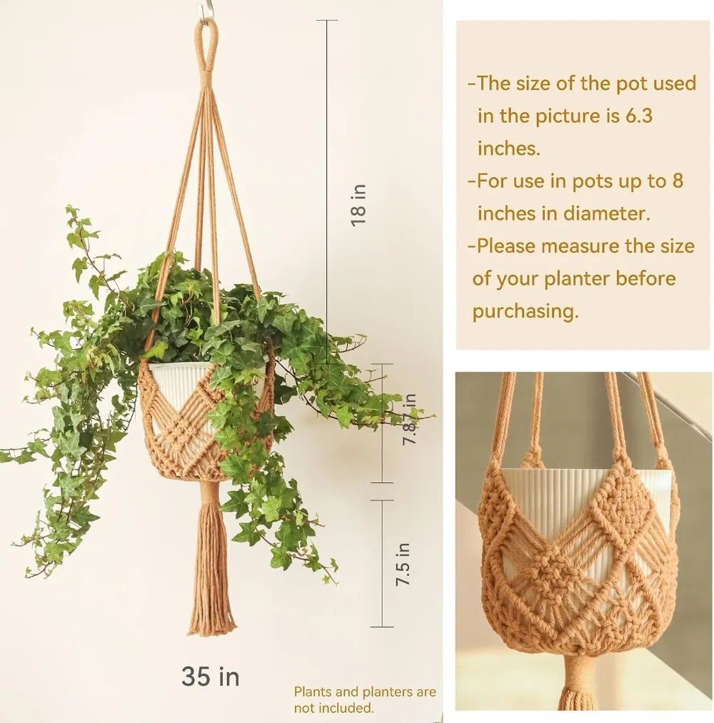 Macrame Plant Hangers 2 Pack With S Hooks Indoors Handmade