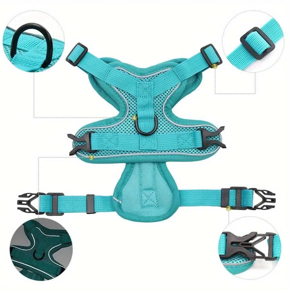 No Pull Dog Harness And Leash Set Reflective Adjustable