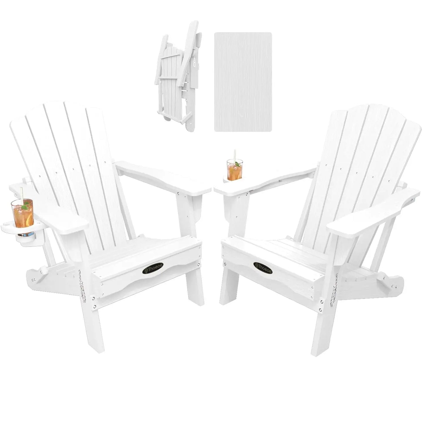 MOYU Folding Adirondack Chairs Outdoor All-Weather HDPE With Cup Holder