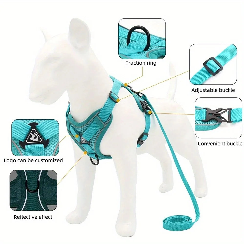No Pull Dog Harness And Leash Set Reflective Adjustable