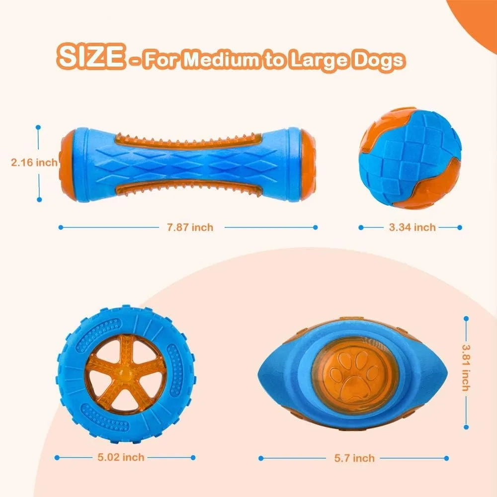 Dog Squeaky Toy Pack 4-Pack TPR Pool Beach Toys