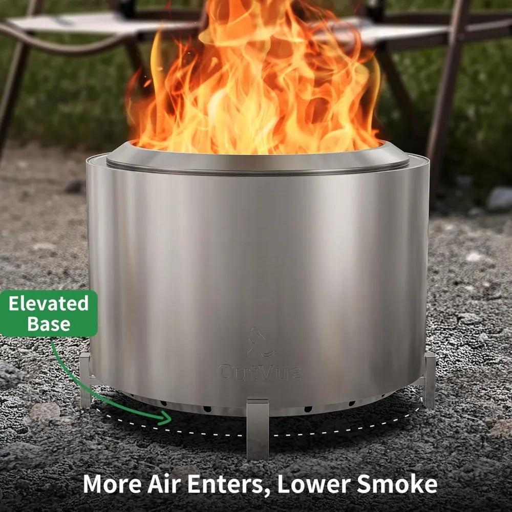 Outvue Smokeless Wood Burning Outdoor Fire Pit For Bonfires