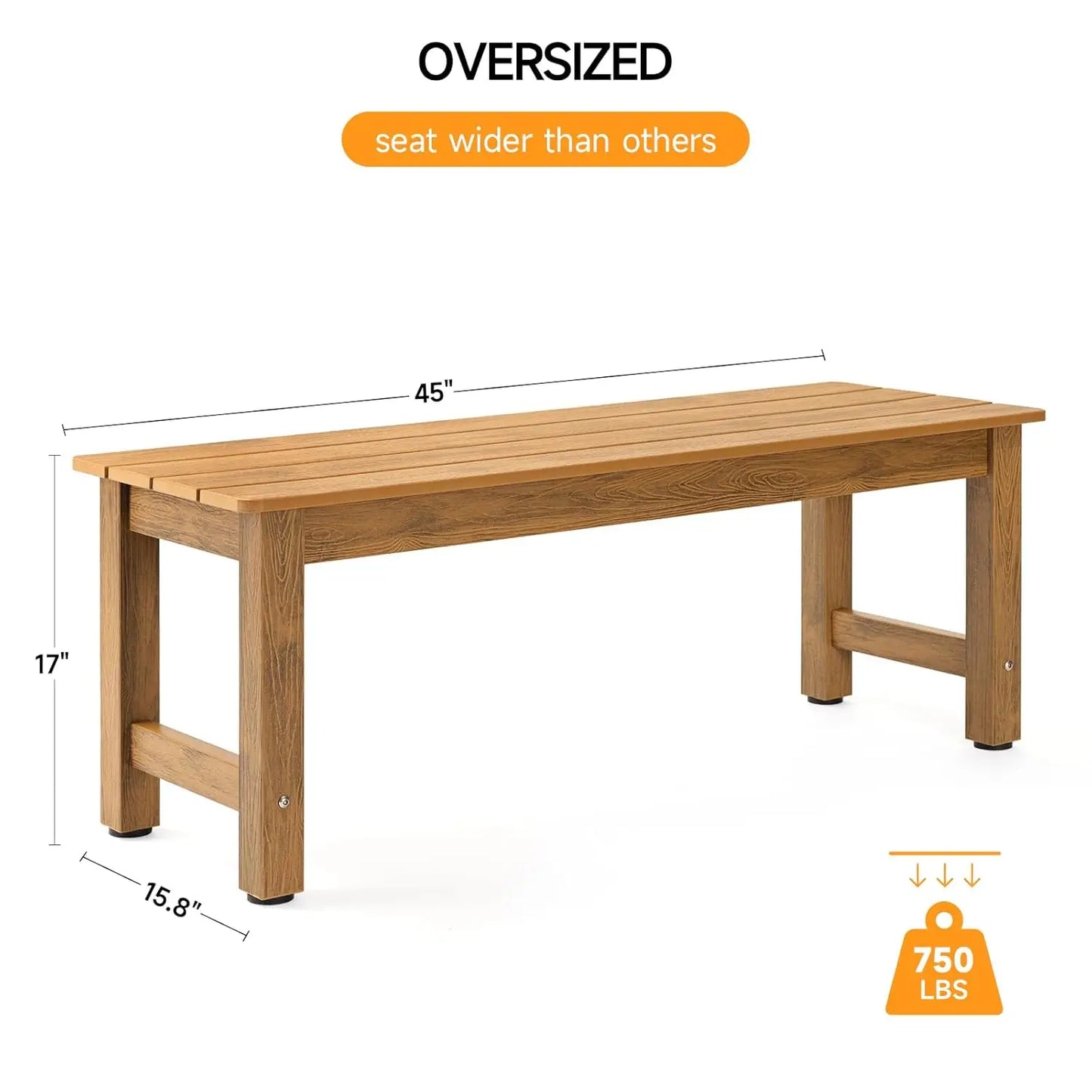 Weatherproof Poly Lumber Outdoor Garden Bench For Porch And Patio