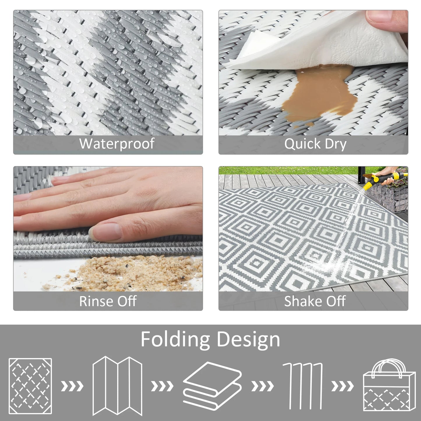 Outdoor Reversible Plastic Straw Rug For Patio And RV