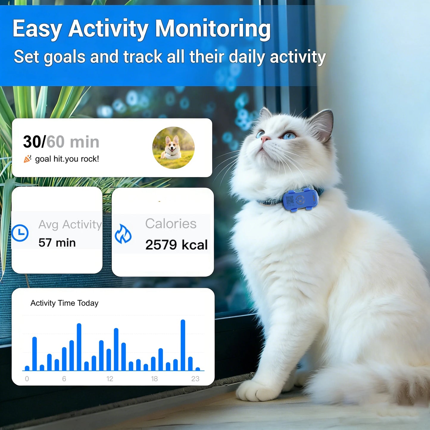WANWAYTECH GPS Pet Tracker for Dogs and Cats Real Time Tracking