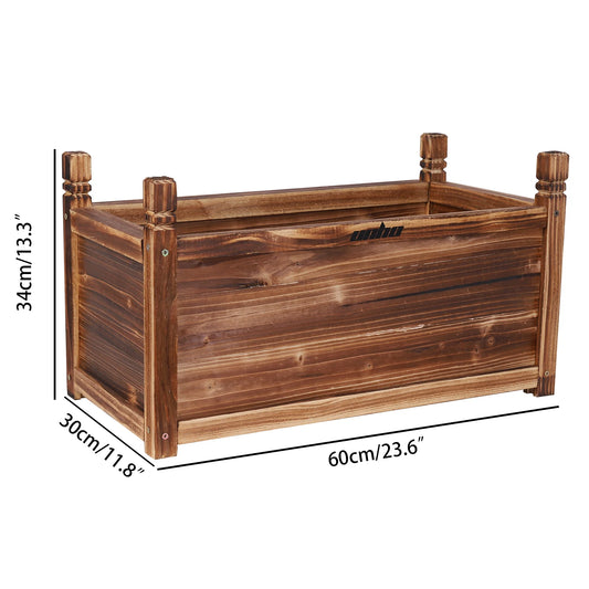 Outdoor Wood Planter Box Raised Garden Bed For Flowers Vegetables