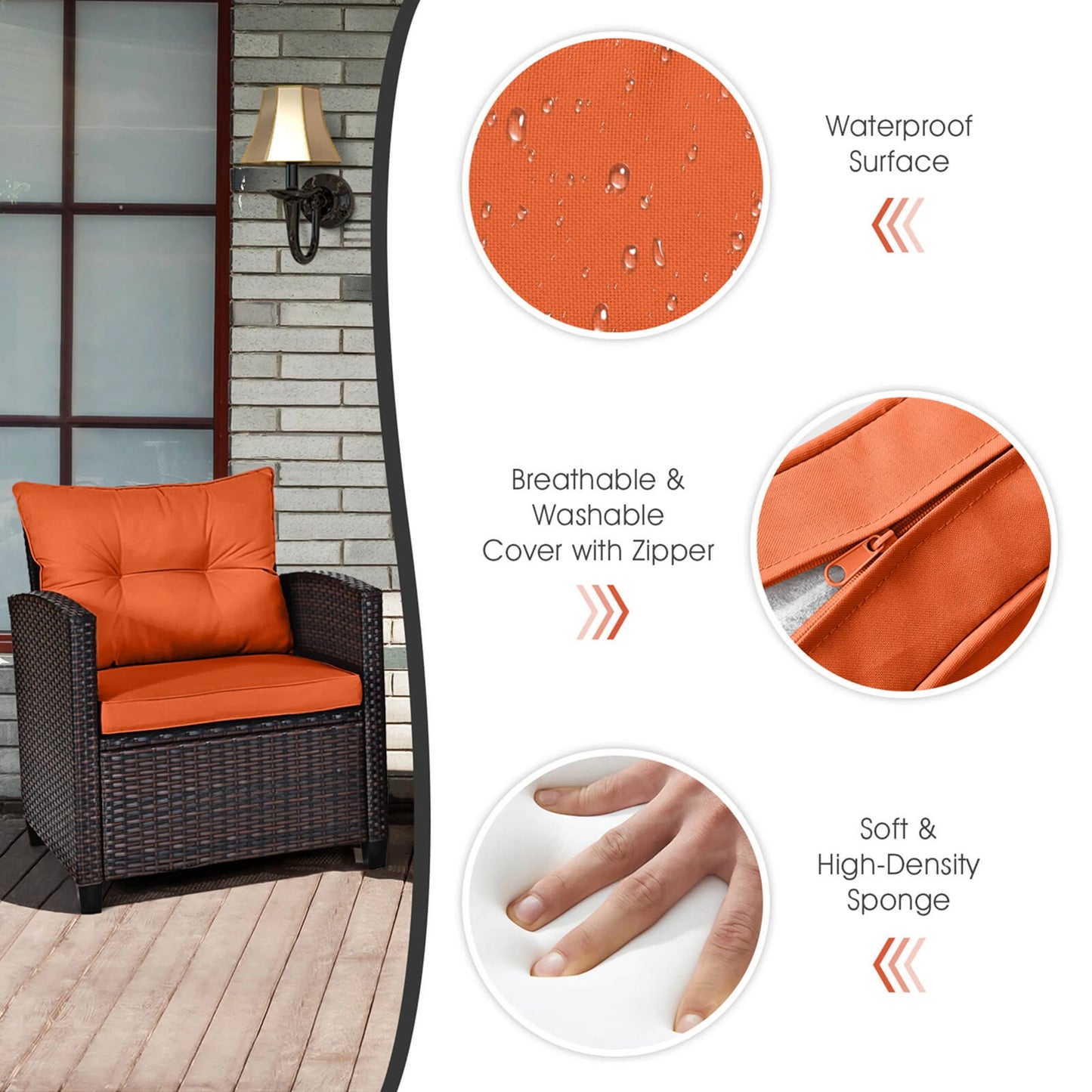 HOMASIS Outdoor Rattan Furniture Set Cushioned Conversation Sofa