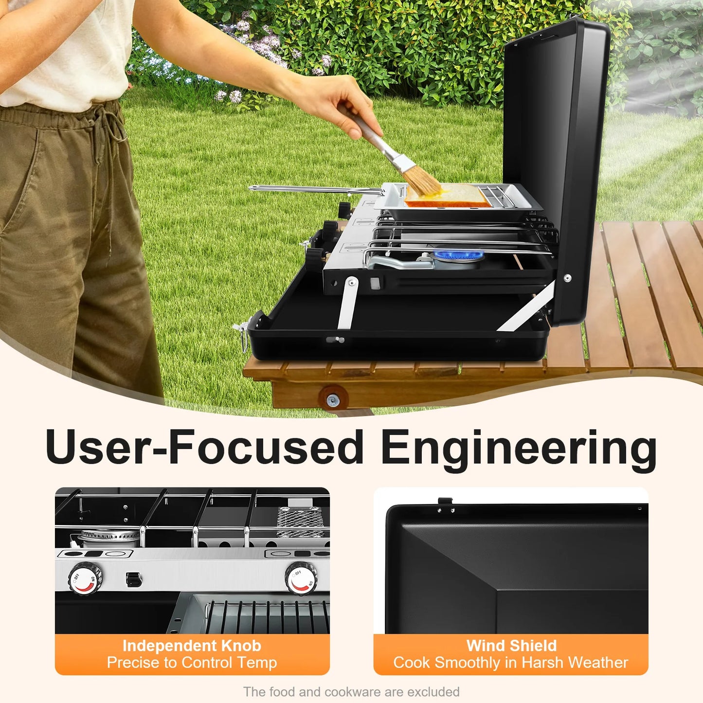 Portable 3-Burner Camping Stove For Propane Or Butane Gas