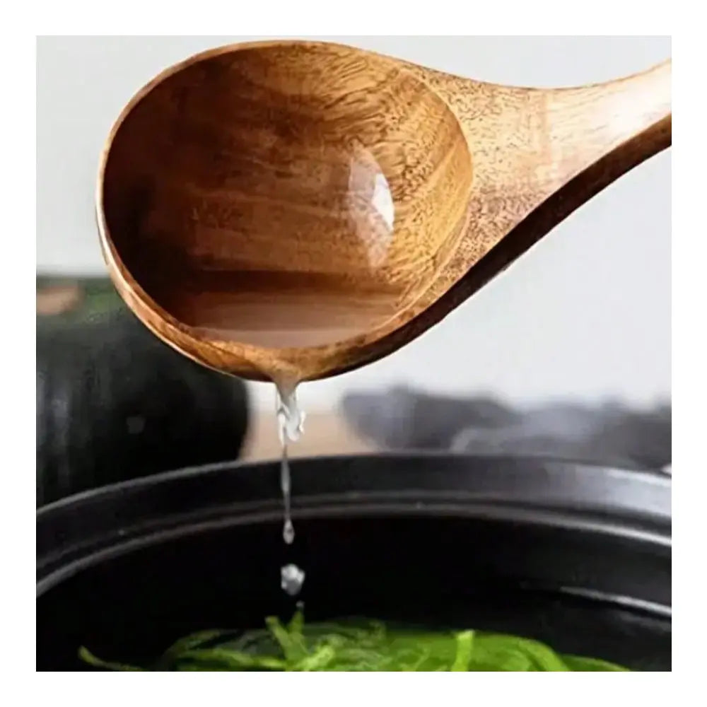 Natural Wooden Kitchen Utensil Set With Spoons Spatulas Tongs