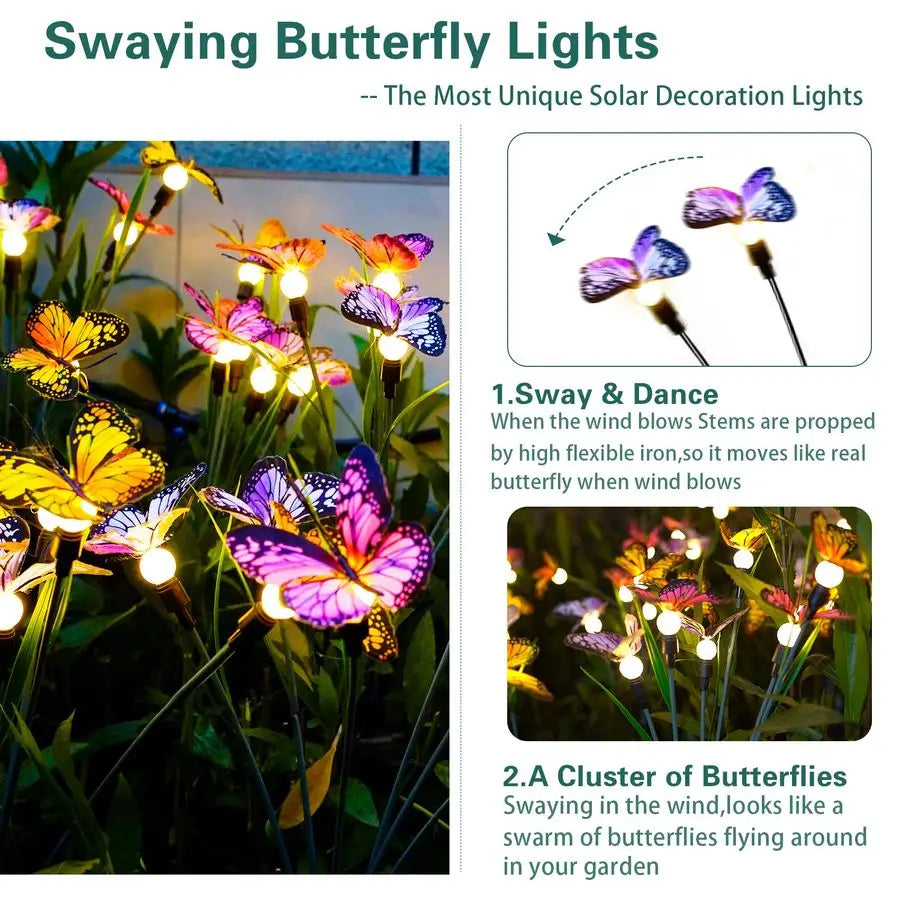 Solar Swaying Butterfly Garden Lights For Outdoor Yard