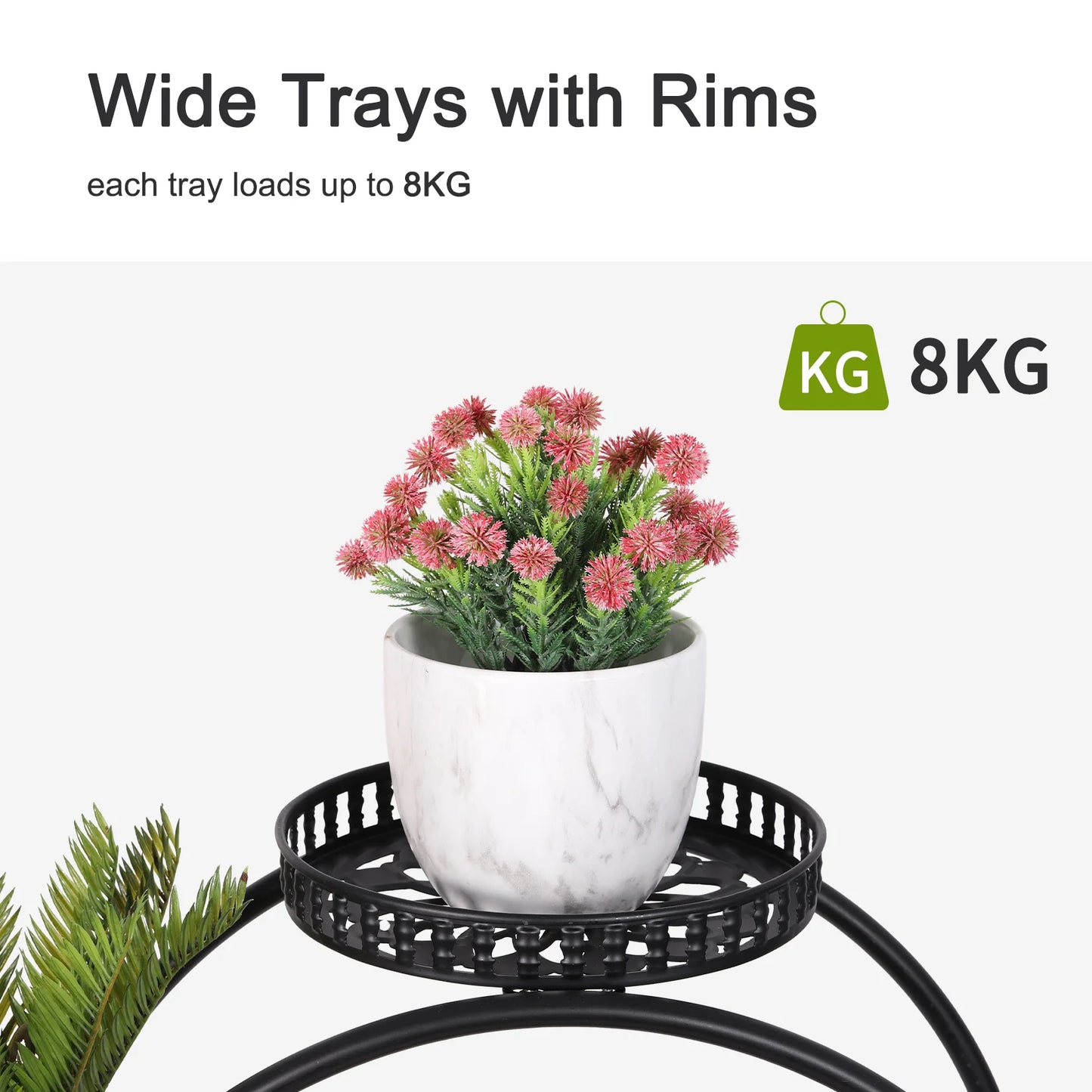 Unho 6 Pot Metal Plant Stand With Wheels Garden Cart